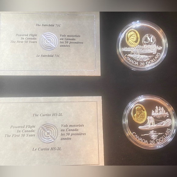 Series-1 Canada first 50years of flight sterling silver (w)24k gold cameo insert - Picture 6 of 10